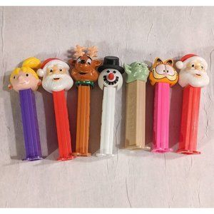 Lot of 7 Pez Dispensers Santa Garfield Yoda Snowman Reindeer Bob the Builder Mix